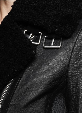 Detail View - Click To Enlarge - WHISTLES - 'Daria' bubbleskin shearling biker jacket