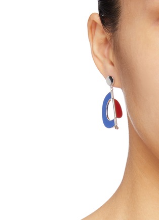 Front View - Click To Enlarge - OOAK - 'Vertigo' detachable colourblock drop single earring
