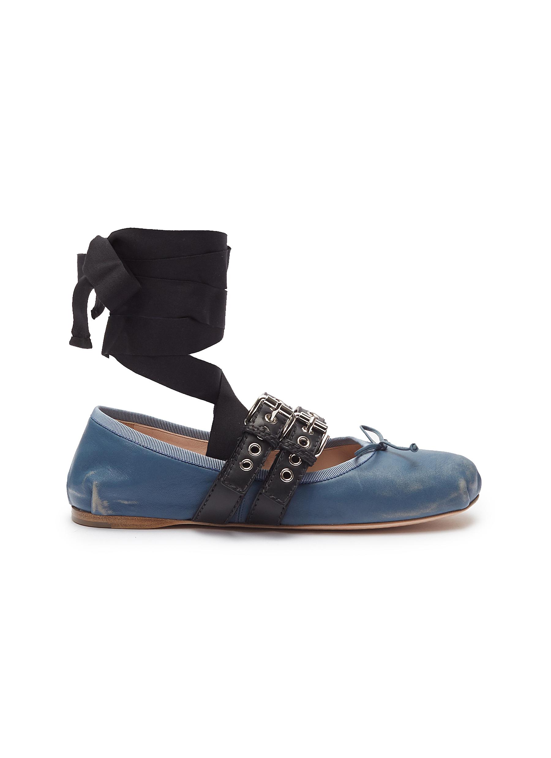 miu miu lace up ballet flats
