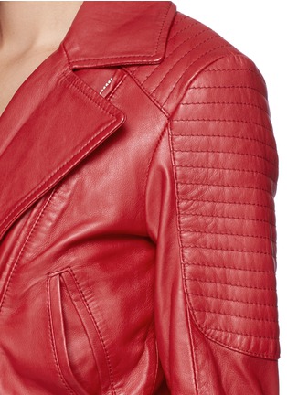 Detail View - Click To Enlarge - WHISTLES - 'Tex' lamb leather cropped biker jacket