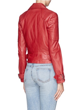 Back View - Click To Enlarge - WHISTLES - 'Tex' lamb leather cropped biker jacket