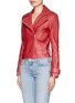 Front View - Click To Enlarge - WHISTLES - 'Tex' lamb leather cropped biker jacket