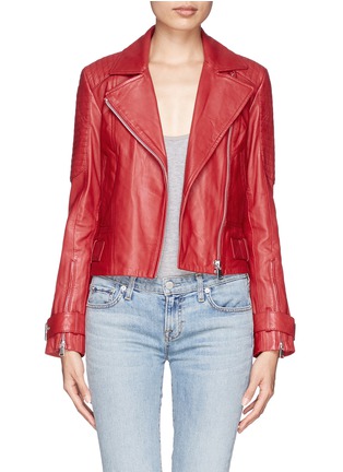 Main View - Click To Enlarge - WHISTLES - 'Tex' lamb leather cropped biker jacket