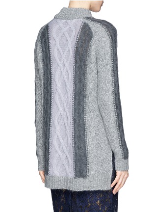 Back View - Click To Enlarge - WHISTLES - 'Akira' colourblock cable knit sweater
