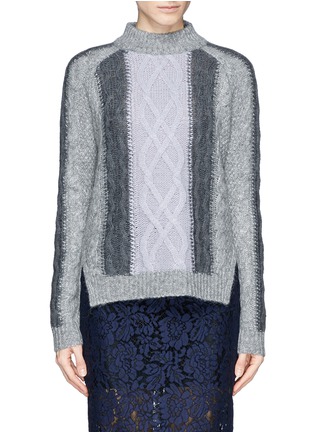 Main View - Click To Enlarge - WHISTLES - 'Akira' colourblock cable knit sweater