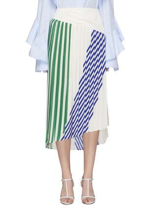 Main View - Click To Enlarge - AKIRA NAKA - Colourblock stripe pleated asymmetric skirt