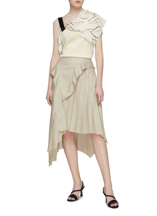 Figure View - Click To Enlarge - AKIRA NAKA - Panelled pleated asymmetric skirt