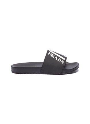 Main View - Click To Enlarge - PRADA - Textured logo colourblock pool slides