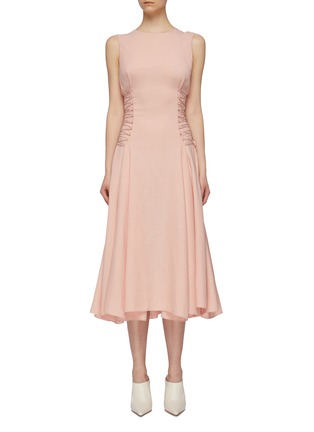 Main View - Click To Enlarge - MATÉRIEL - Lace-up side sleeveless midi dress