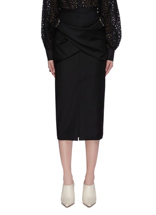 Main View - Click To Enlarge - MATÉRIEL - Buckled cross front wool midi skirt