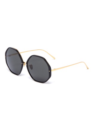 Main View - Click To Enlarge - LINDA FARROW - Acetate rim metal oversized octagon frame sunglasses