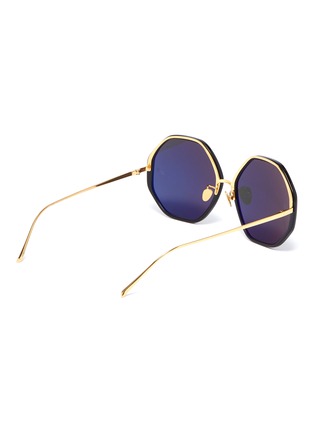 Figure View - Click To Enlarge - LINDA FARROW - Acetate rim metal oversized octagon frame sunglasses