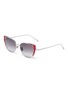 Main View - Click To Enlarge - LINDA FARROW - 'Des Veoux' contrast corner metal cat eye sunglasses