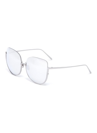 Main View - Click To Enlarge - LINDA FARROW - 'Kennedy' mirror metal oversized round sunglasses