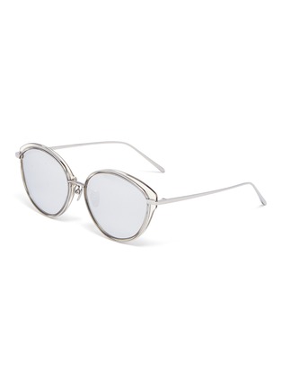 Main View - Click To Enlarge - LINDA FARROW - Acetate rim mirror metal round sunglasses