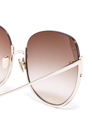 Detail View - Click To Enlarge - LINDA FARROW - 'Kennedy' mirror metal oversized round sunglasses