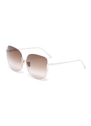 Main View - Click To Enlarge - LINDA FARROW - 'Kennedy' mirror metal oversized round sunglasses