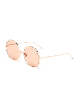 Main View - Click To Enlarge - LINDA FARROW - Contrast rim metal round sunglasses