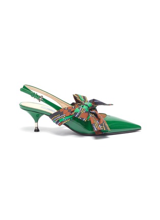 Main View - Click To Enlarge - PRADA - Detachable bow patent leather slingback pumps