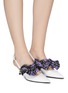 Figure View - Click To Enlarge - PRADA - Detachable bow patent leather slingback pumps