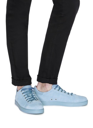 Figure View - Click To Enlarge - GIANVITO ROSSI - Leather collar suede sneakers