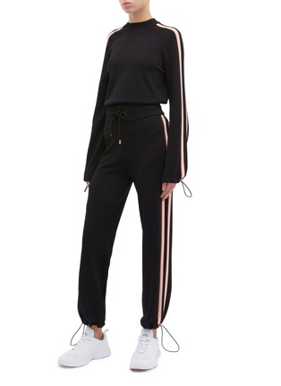 Figure View - Click To Enlarge - P.E NATION - 'Salute' stripe outseam knit wide leg track pants