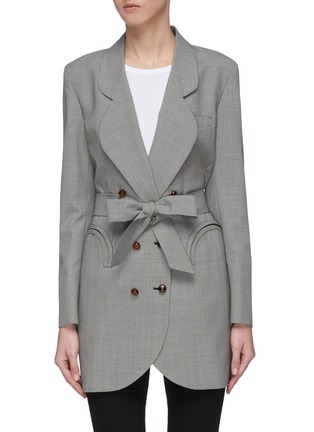 Main View - Click To Enlarge - BLAZÉ MILANO - 'Tonino Sunshine' belted double breasted wool houndstooth blazer