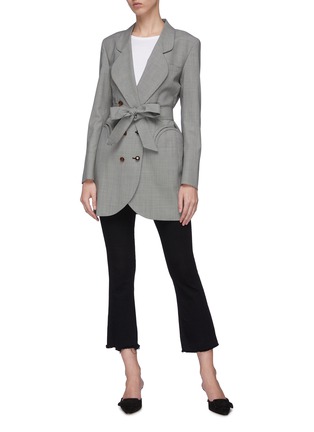 Figure View - Click To Enlarge - BLAZÉ MILANO - 'Tonino Sunshine' belted double breasted wool houndstooth blazer