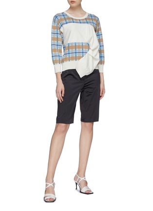 Figure View - Click To Enlarge - AALTO - Sleeve panel tartan plaid knit top