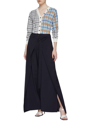 Figure View - Click To Enlarge - AALTO - Belted flap wide leg suiting pants