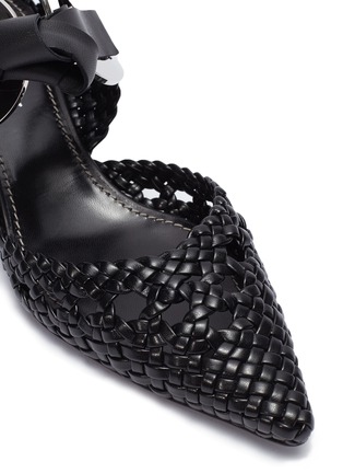 Detail View - Click To Enlarge - PROENZA SCHOULER - Metal ring tie woven leather d'Orsay pumps