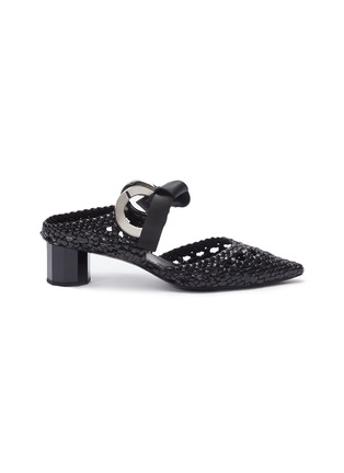 Main View - Click To Enlarge - PROENZA SCHOULER - Metal ring tie woven leather d'Orsay pumps