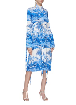 Figure View - Click To Enlarge - ELLERY - 'Zenith' sash drape stand collar graphic print dress