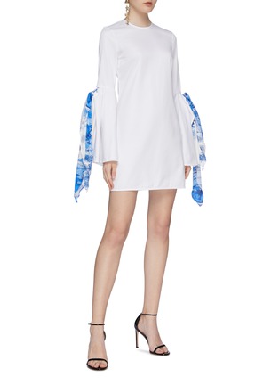 Figure View - Click To Enlarge - ELLERY - 'Dogmatism' scarf sash bell sleeve twill dress
