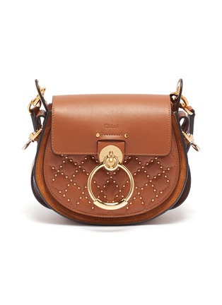 Main View - Click To Enlarge - CHLOÉ - 'Tess' ring stud quilted small leather saddle bag