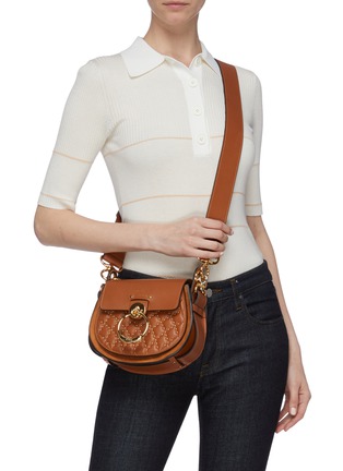 Figure View - Click To Enlarge - CHLOÉ - 'Tess' ring stud quilted small leather saddle bag