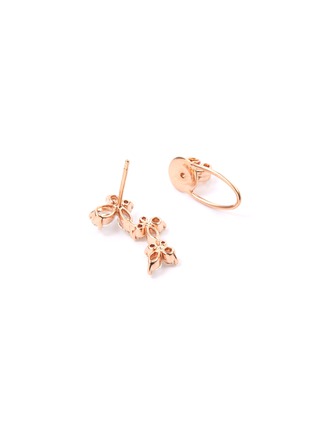 Detail View - Click To Enlarge - ANYALLERIE - 'Mini Butterflies' diamond 18k rose gold mismatched ear climbers