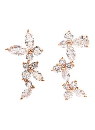 Main View - Click To Enlarge - ANYALLERIE - 'Mini Butterflies' diamond 18k rose gold mismatched ear climbers