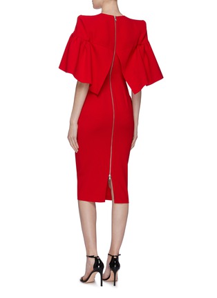 Back View - Click To Enlarge - ALEX PERRY - 'Coralie' drape panel ruffle sleeve crepe dress