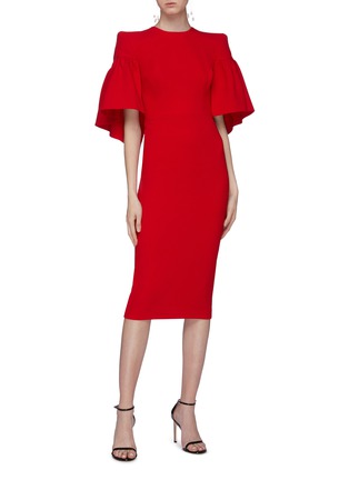 Figure View - Click To Enlarge - ALEX PERRY - 'Coralie' drape panel ruffle sleeve crepe dress