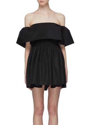 Main View - Click To Enlarge - ALEX PERRY - 'Elodie' drape panel off-shoulder silk taffeta mini dress