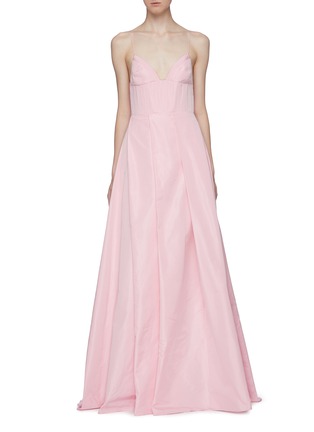 Main View - Click To Enlarge - ALEX PERRY - 'Alex' pleated corset panelled silk taffeta gown
