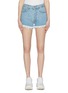 Main View - Click To Enlarge - FORTE COUTURE - Ruched bandana print outseam denim shorts