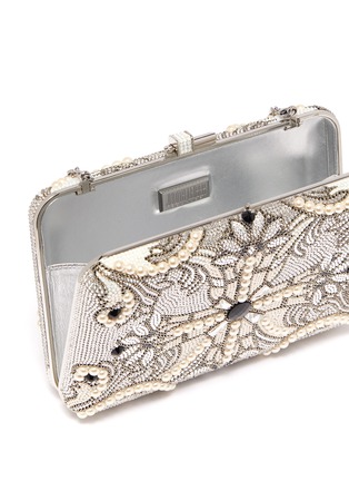 Detail View - Click To Enlarge - JUDITH LEIBER - 'Slim Slide Pearly Cross' glass crystal pave clutch
