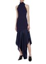 Figure View - Click To Enlarge - SOLACE LONDON - 'Dilan' asymmetric satin ruffle hem rib knit sleeveless dress