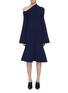 Main View - Click To Enlarge - SOLACE LONDON - 'Haso' flared sleeve one-shoulder crepe peplum dress