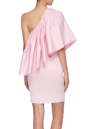 Back View - Click To Enlarge - SOLACE LONDON - 'Layci' ruffle overlay one shoulder mini dress