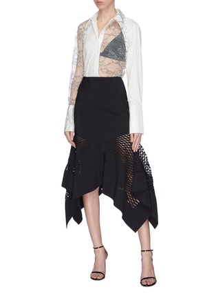 Figure View - Click To Enlarge - DION LEE - 'Honeycomb' lasercut handkerchief skirt