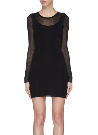 Main View - Click To Enlarge - DION LEE - 'Opacity' two-in-one rib knit tank top and mini dress