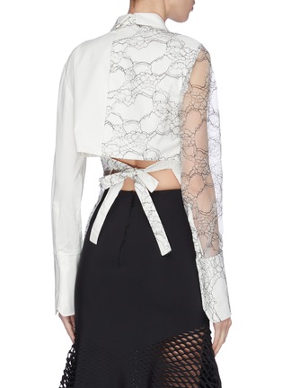 Back View - Click To Enlarge - DION LEE - 'Binary' detachable lace panel tie open back shirt
